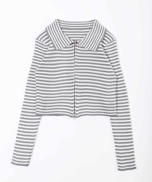 PHILLY(フィリー)の「【PHILLY】Wジップボーダーカーディガン(カーディガン/ボレロ・レディース・ブラウン/ブラック/グレー・FREE)」の20枚目の写真