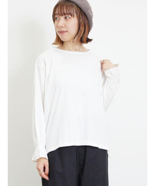 Samansa Mos2（サマンサ モスモス）の「袖フリルメローカットソー（Tシャツ/カットソー・レディース・キナリ/ブラック/オフホワイト/モカ・F）」の2枚目の写真