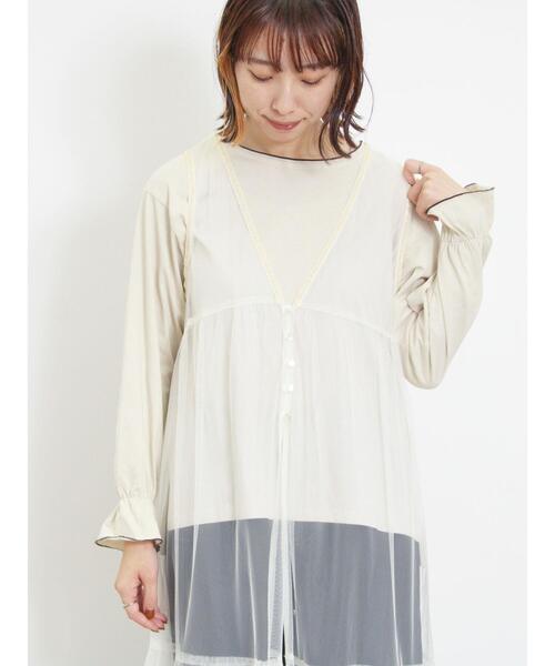 Samansa Mos2（サマンサ モスモス）の「袖フリルメローカットソー（Tシャツ/カットソー・レディース・キナリ/ブラック/オフホワイト/モカ・F）」の3枚目の写真