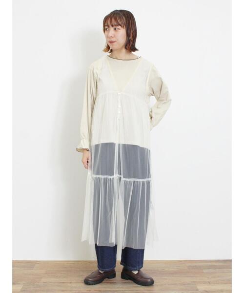 Samansa Mos2（サマンサ モスモス）の「袖フリルメローカットソー（Tシャツ/カットソー・レディース・キナリ/ブラック/オフホワイト/モカ・F）」の7枚目の写真