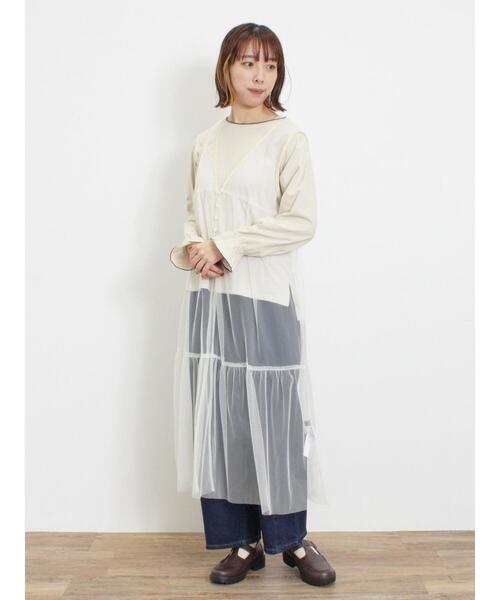 Samansa Mos2（サマンサ モスモス）の「袖フリルメローカットソー（Tシャツ/カットソー・レディース・キナリ/ブラック/オフホワイト/モカ・F）」の8枚目の写真