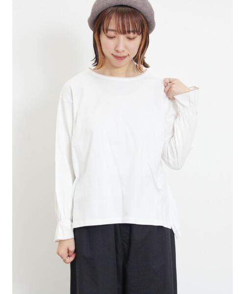 Samansa Mos2（サマンサ モスモス）の「袖フリルメローカットソー（Tシャツ/カットソー・レディース・キナリ/ブラック/オフホワイト/モカ・F）」の9枚目の写真