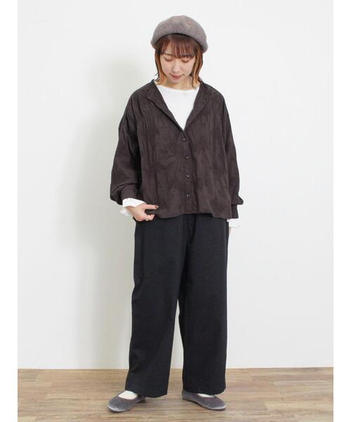 Samansa Mos2（サマンサ モスモス）の「袖フリルメローカットソー（Tシャツ/カットソー・レディース・キナリ/ブラック/オフホワイト/モカ・F）」の11枚目の写真