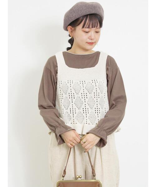 Samansa Mos2（サマンサ モスモス）の「袖フリルメローカットソー（Tシャツ/カットソー・レディース・キナリ/ブラック/オフホワイト/モカ・F）」の13枚目の写真