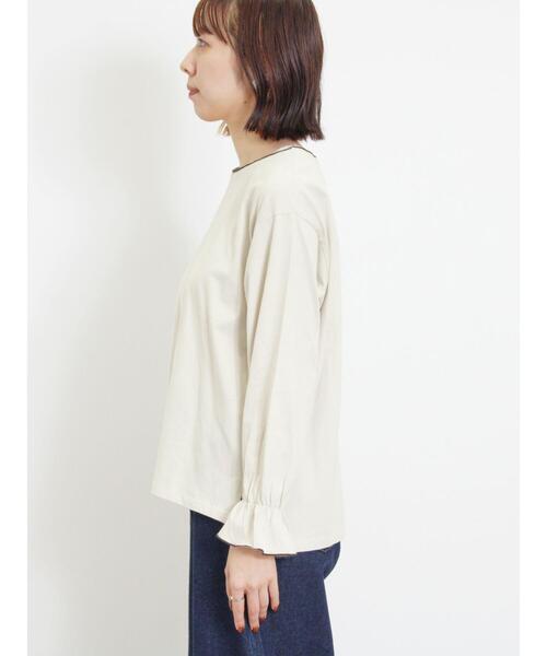 Samansa Mos2（サマンサ モスモス）の「袖フリルメローカットソー（Tシャツ/カットソー・レディース・キナリ/ブラック/オフホワイト/モカ・F）」の19枚目の写真