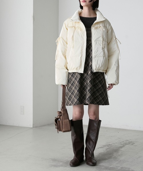 forksy.（フォルクシー）の「【forksy.】リボンナイロン中綿ジャケット（ダウンジャケット/コート・レディース・アイボリー/ブラック/ピンク・FREE）」の13枚目の写真