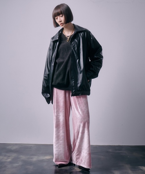 SEN TOKYO(セントーキョー)の「ワイドシルエット ベロアイージーパンツ(スラックス・レディース・ホワイト/ピンク/ネイビー/ブラック・FREE)」の11枚目の写真