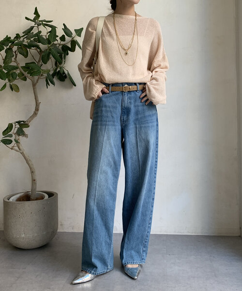 DouDou（ドゥドゥ）の「リヨセルワイドデニム（デニムパンツ・レディース・サックスブルー/ブルー・36/38）」の18枚目の写真