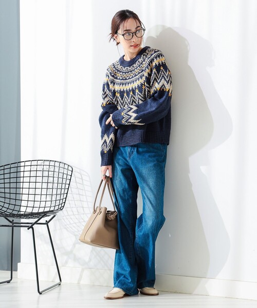 B:MING by BEAMS（ビーミングバイビームス）の「求心柄 ニット（ニット/セーター・レディース・ネイビー/ホワイト系その他5・ONE SIZE）」の3枚目の写真