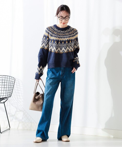 B:MING by BEAMS（ビーミングバイビームス）の「求心柄 ニット（ニット/セーター・レディース・ネイビー/ホワイト系その他5・ONE SIZE）」の4枚目の写真