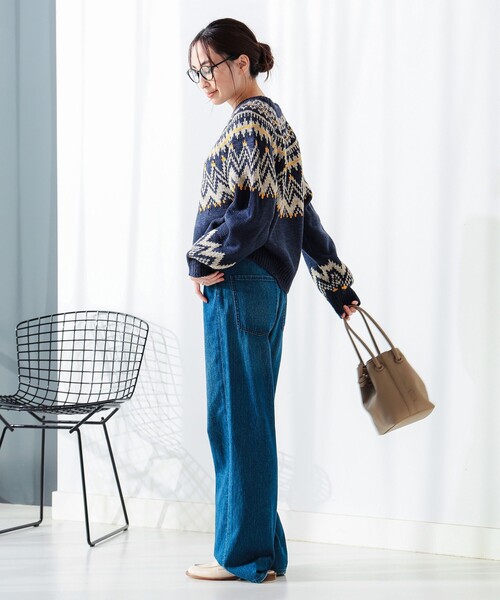 B:MING by BEAMS（ビーミングバイビームス）の「求心柄 ニット（ニット/セーター・レディース・ネイビー/ホワイト系その他5・ONE SIZE）」の6枚目の写真