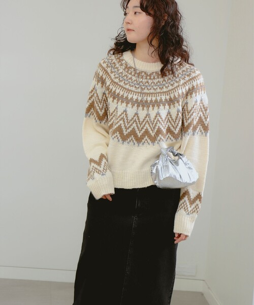 B:MING by BEAMS（ビーミングバイビームス）の「求心柄 ニット（ニット/セーター・レディース・ネイビー/ホワイト系その他5・ONE SIZE）」の13枚目の写真