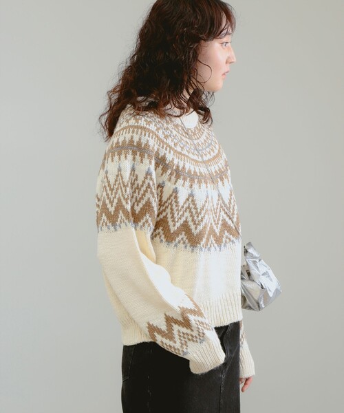 B:MING by BEAMS（ビーミングバイビームス）の「求心柄 ニット（ニット/セーター・レディース・ネイビー/ホワイト系その他5・ONE SIZE）」の14枚目の写真