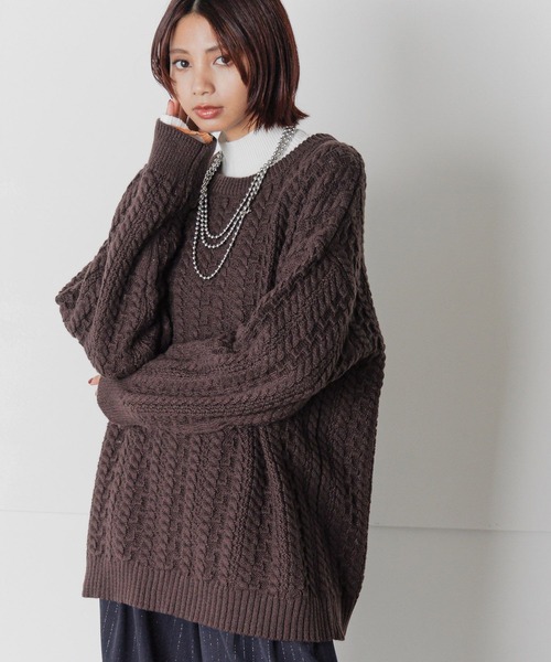 PAGEBOY（ページボーイ）の「スクエアケーブルBIGプルオーバー（ニット/セーター・レディース・オフホワイト/ブラック/ブラウン/グリーン系その他/ライトブルー・FREE）」の19枚目の写真