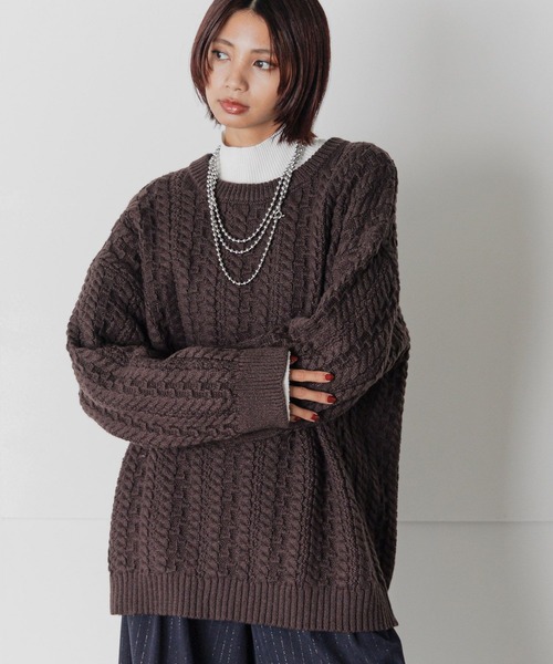 セール】スクエアケーブルBIGプルオーバー（ニット/セーター