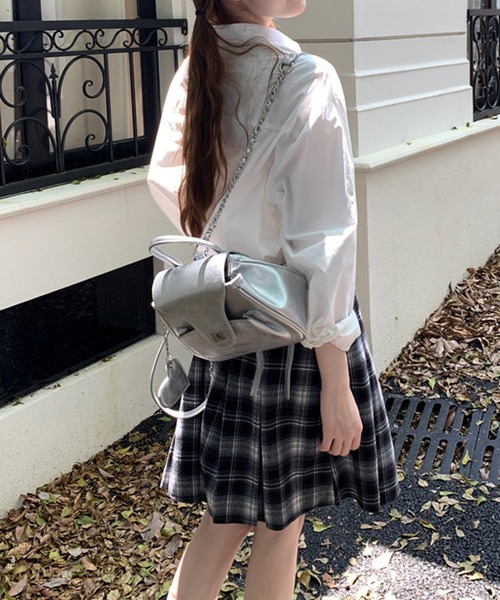 HALEY PESCA(ヘーリーペスカ)の「HALEY PESCA/ギークチェック ミディアムプリーツスカート(スカート・レディース・ブラック/ブラウン/ブルー・SMALL/MEDIUM)」の4枚目の写真