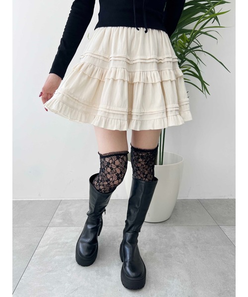 PHILLY（フィリー）の「【PHILLY】ボリュームフリルスカート（スカート・レディース・ブラック/アイボリー・FREE）」の4枚目の写真