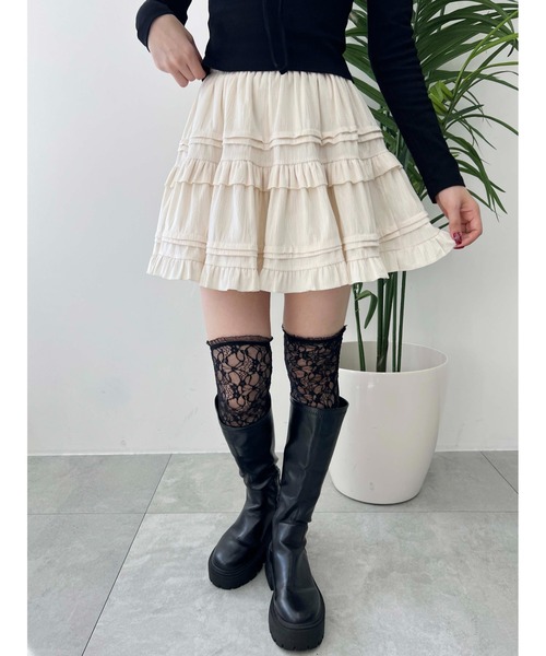 PHILLY（フィリー）の「【PHILLY】ボリュームフリルスカート（スカート・レディース・ブラック/アイボリー・FREE）」の6枚目の写真