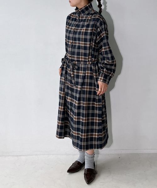 美品】AS know AS plus ストライプ ボタン付きシャツワンピース