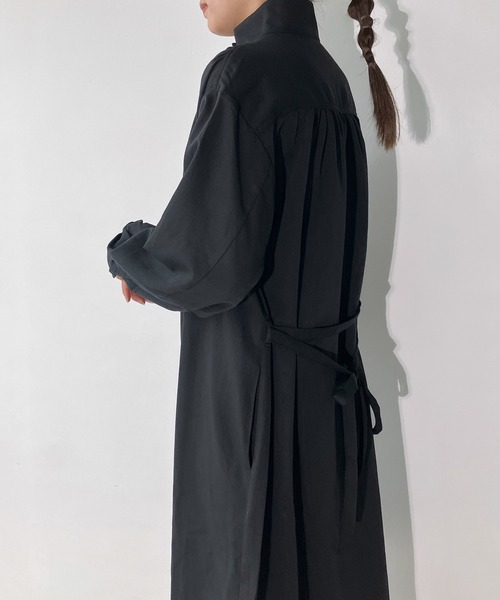 AS KNOW AS plus（アズノゥアズプラス）の「◇スタンドカラー羽織りワンピ―ス（シャツワンピース・レディース・ブラック/ネイビー系/杢グレー/グリーン・FREE）」の16枚目の写真