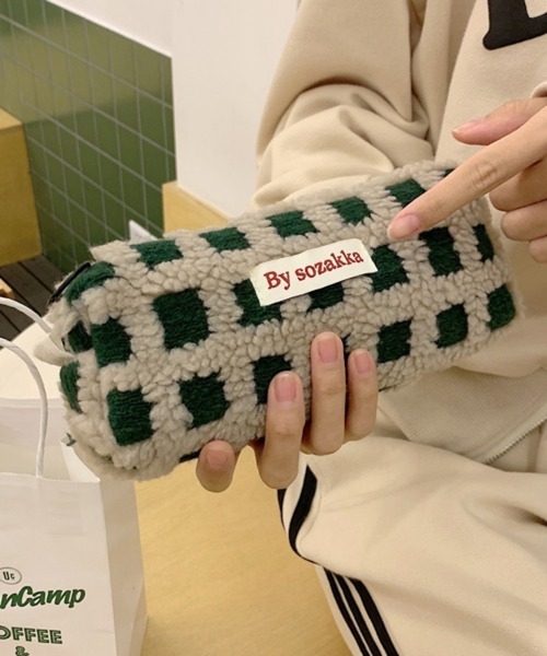 セール】Pochi Pouch/ワッフル グリッド もこもこ ポーチ（ポーチ