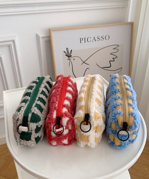 Pochi Pouch/ワッフル グリッド もこもこ ポーチ（ポーチ）｜Pochi