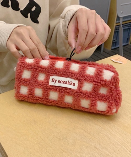 セール】Pochi Pouch/ワッフル グリッド もこもこ ポーチ(ポーチ セール】Pochi Pouch/ワッフル グリッド もこもこ ポーチ(ポーチ