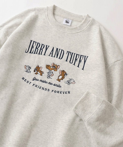 Tom&Jerry(トムアンドジェリー)の「【TOM&JERRY/トムとジェリー】4Type キャラクターコミカルイラスト裏起毛 クルーネックスウェット/ビッグシルエット(スウェット・レディース・ダークブルー/ピンク/グレー/ブルー/アッシュグレー/チャコールグレー/ワイン/カーキ・M/L)」の2枚目の写真