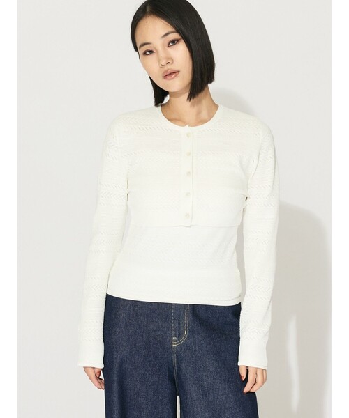 MIDIUMISOLID / ミディウミソリッド MIDIUMISOLID for Ladies レース編みショートカーディガン セール】MIDIUMISOLID for Ladies レース編みショート