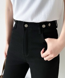 COCOMOMO（ココモモ）の「【楽 革 命】ストレッチ抜群！ 楽革命デニムパンツ ウエスト調整ボタンつき デニムパンツ ストレート ハイウエスト デニム ワイドパンツ ワイドデニムパンツ（デニムパンツ）」