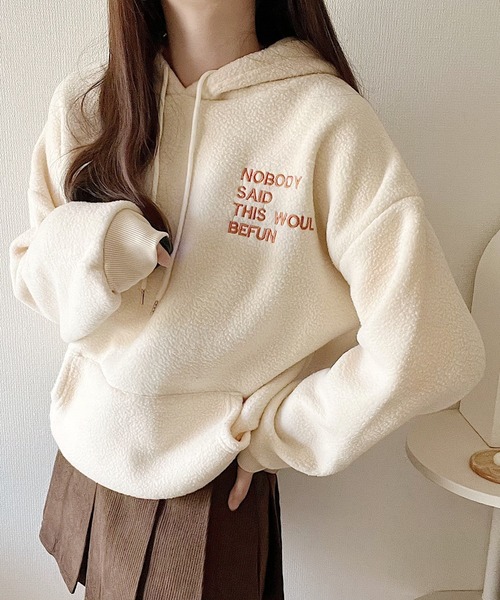 Nana(ナナ)の「刺繍ボアフーディー(その他トップス・レディース・アイボリー・FREE)」の1枚目の写真