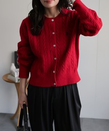 the toe ケーブルニットカーディガン レッド Sサイズ the toe ケーブルニットカーディガン レッド Sサイズ