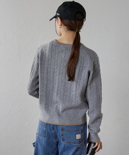 U.S. POLO ASSN.（ユーエスポロアッスン）の「ap retro別注【U.S. POLO ASSN./ユーエスポロアッスン】ケーブルニットカーディガン（カーディガン/ボレロ・レディース・グレイッシュベージュ/ネイビー/ブルー/グレー/ブラウン/ブルー系その他/レッド・L/M）」の19枚目の写真