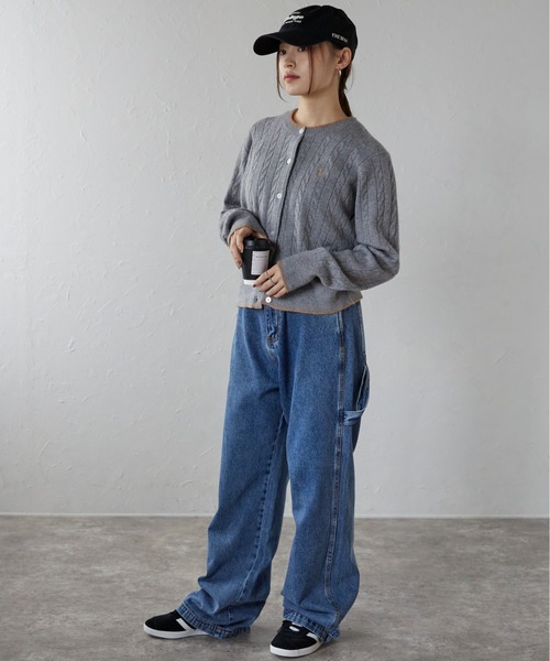 U.S. POLO ASSN.（ユーエスポロアッスン）の「ap retro別注【U.S. POLO ASSN./ユーエスポロアッスン】ケーブルニットカーディガン（カーディガン/ボレロ・レディース・グレイッシュベージュ/ネイビー/ブルー/グレー/ブラウン/ブルー系その他/レッド・L/M）」の21枚目の写真