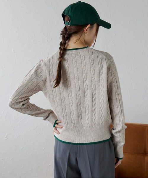 U.S. POLO ASSN.（ユーエスポロアッスン）の「ap retro別注【U.S. POLO ASSN./ユーエスポロアッスン】ケーブルニットカーディガン（カーディガン/ボレロ・レディース・グレイッシュベージュ/ネイビー/ブルー/グレー/ブラウン/ブルー系その他/レッド・L/M）」の10枚目の写真