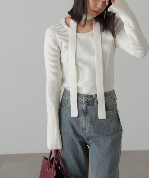 セール】◇ボウタイ付きリブニット（ニット/セーター）｜FREE'S MART