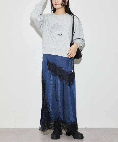 Firsthand（ファーストハンド）の「Firsthand/ファーストハンド オーガニックコットンローズラメプリントスウェット（スウェット・レディース・ネイビー/グレー/チャコールグレー・FREE）」の7枚目の写真