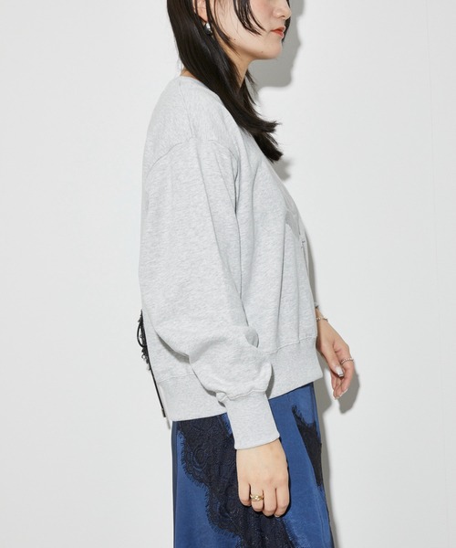 Firsthand（ファーストハンド）の「Firsthand/ファーストハンド オーガニックコットンローズラメプリントスウェット（スウェット・レディース・ネイビー/グレー/チャコールグレー・FREE）」の5枚目の写真