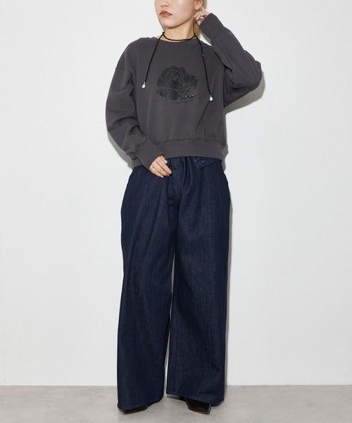 Firsthand（ファーストハンド）の「Firsthand/ファーストハンド オーガニックコットンローズラメプリントスウェット（スウェット・レディース・ネイビー/グレー/チャコールグレー・FREE）」の17枚目の写真