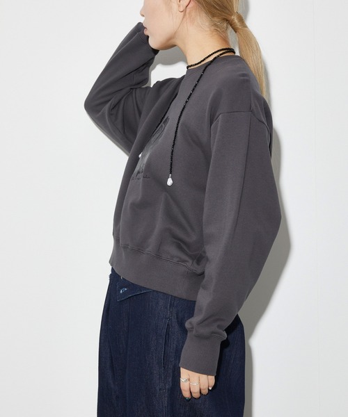 Firsthand（ファーストハンド）の「Firsthand/ファーストハンド オーガニックコットンローズラメプリントスウェット（スウェット・レディース・ネイビー/グレー/チャコールグレー・FREE）」の12枚目の写真