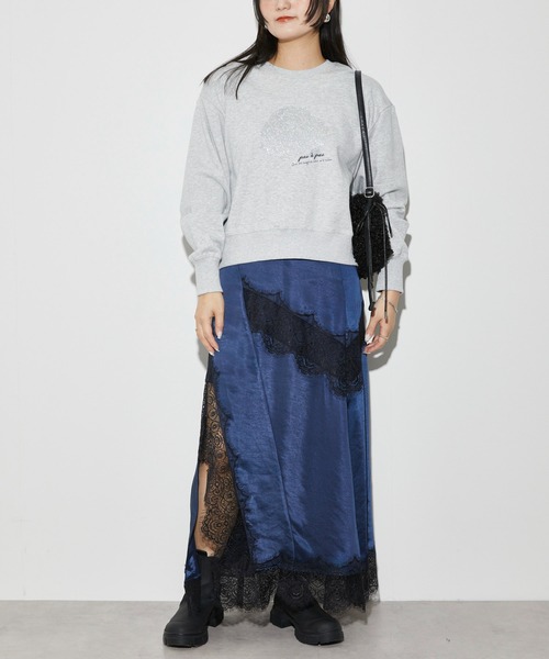 Firsthand（ファーストハンド）の「Firsthand/ファーストハンド オーガニックコットンローズラメプリントスウェット（スウェット・レディース・ネイビー/グレー/チャコールグレー・FREE）」の6枚目の写真