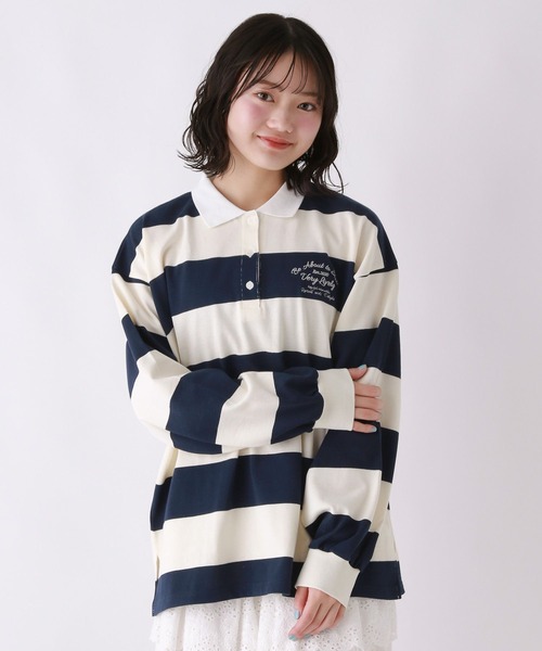 repipi armario(レピピ アルマリオ)の「ボーダールーズラガーロンT(Tシャツ/カットソー・キッズ・ブラック/レッド/ネイビー・MEDIUM/LARGE)」の3枚目の写真