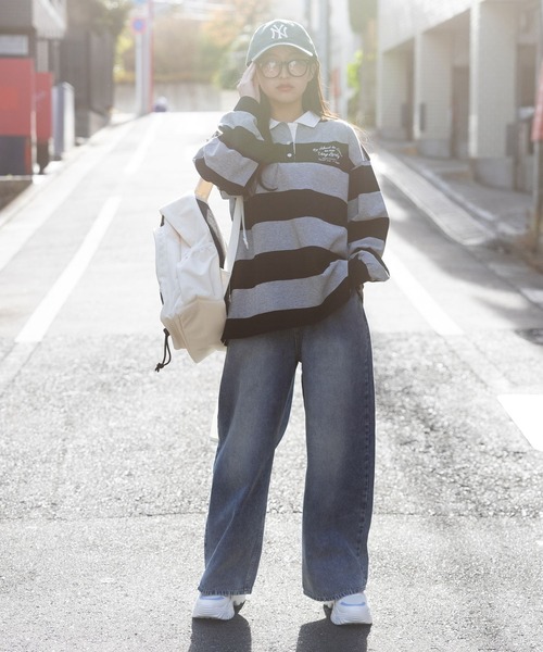 repipi armario(レピピ アルマリオ)の「ボーダールーズラガーロンT(Tシャツ/カットソー・キッズ・ブラック/レッド/ネイビー・MEDIUM/LARGE)」の5枚目の写真