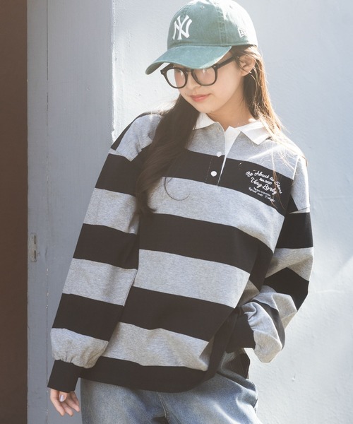 repipi armario(レピピ アルマリオ)の「ボーダールーズラガーロンT(Tシャツ/カットソー・キッズ・ブラック/レッド/ネイビー・MEDIUM/LARGE)」の9枚目の写真