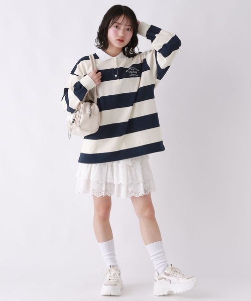 repipi armario(レピピ アルマリオ)の「ボーダールーズラガーロンT(Tシャツ/カットソー・キッズ・ブラック/レッド/ネイビー・MEDIUM/LARGE)」の12枚目の写真