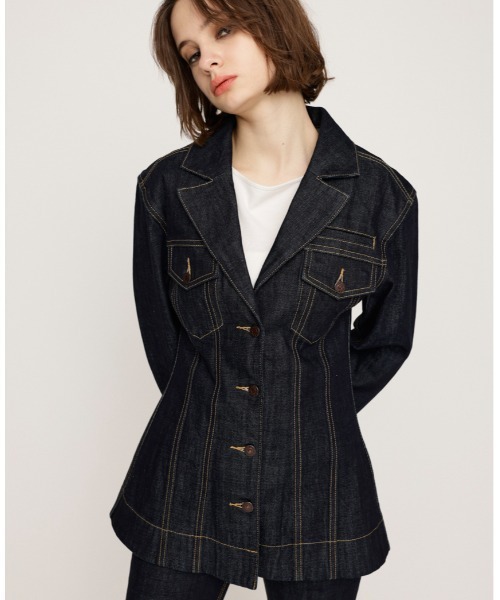 SLY（スライ）の「WYATT TAILOR SHAPED DENIM JK-A ワイアット テイラー シェイプド デニム ジャケット エー（デニムジャケット・レディース・ブルー・FREE）」の14枚目の写真