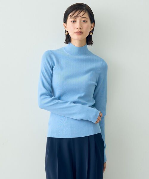 YECCA VECCA(イェッカヴェッカ)の「ハイネックリブニット(ニット/セーター・レディース・ライトグレー/サックスブルー/ブラック/アイボリー・FREE)」の5枚目の写真