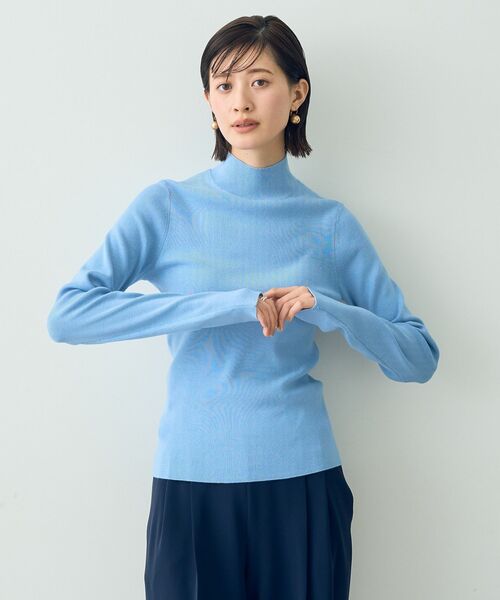 YECCA VECCA(イェッカヴェッカ)の「ハイネックリブニット(ニット/セーター・レディース・ライトグレー/サックスブルー/ブラック/アイボリー・FREE)」の6枚目の写真