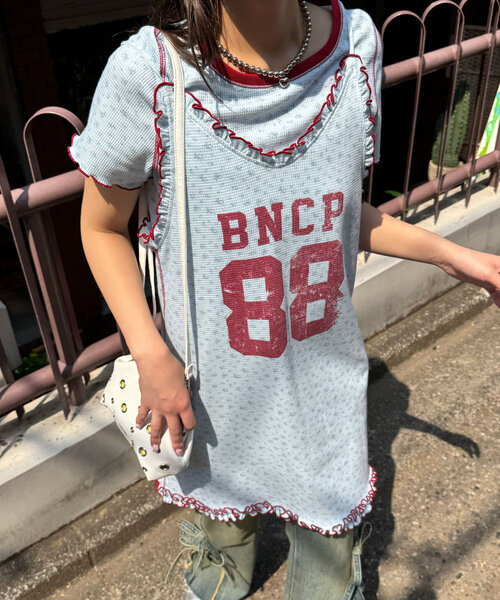 CIAOPANIC（チャオパニック）の「Tee付きフラワーワッフルチュニックキャミワンピース（ワンピース・レディース・ブルー/オフホワイト/ベージュ/グリーン/グリーン系その他/ブルー系その他/ホワイト系その他/ベージュ系その他/アイボリー/ネイビー・ONE SIZE）」の16枚目の写真