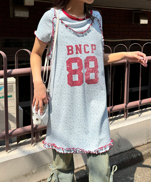 CIAOPANIC（チャオパニック）の「Tee付きフラワーワッフルチュニックキャミワンピース（ワンピース・レディース・ブルー/オフホワイト/ベージュ/グリーン/グリーン系その他/ブルー系その他/ホワイト系その他/ベージュ系その他/アイボリー/ネイビー・ONE SIZE）」の17枚目の写真